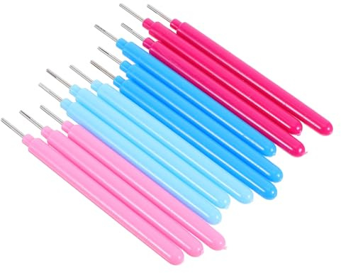 MINAOLULUS Juego de Quilling de Papel 16 Piezas, Bolígrafo Ranurado y Aguja para Filigrana, Herramientas Ergonómicas en Colores Azul, Rosa Fuerte y Rosa Claro para Manualidades y Tarjetas