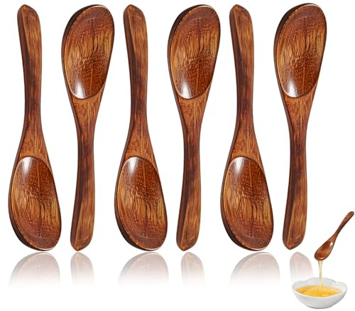 6 Pcs Wooden Honey Spoon, Small Wooden Spoons for Cooking Scoops for Food