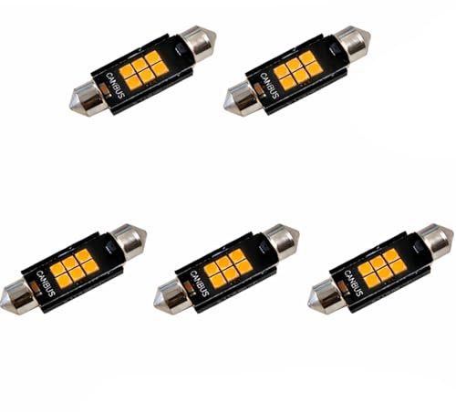 LED 12V Soffitten 43 mm weiß Innenraum PKW Auto Ersatz Beleuchtung warmweiß kaltweiß weiß (warmweiß, 5 Stück)