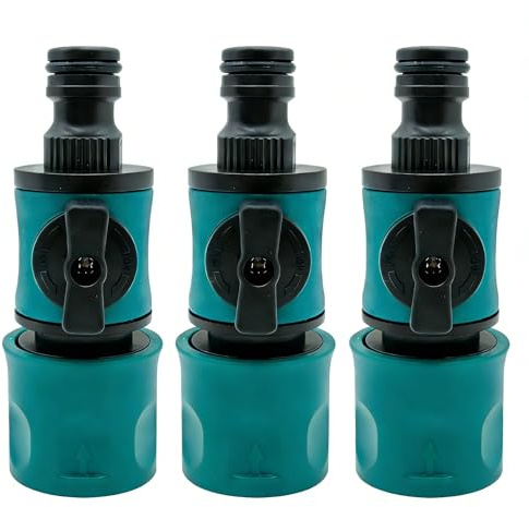 3 Pcs Garden Hose Valve Garden Hose Pipe Connector with Individual On/Off | Quick Release in Line Shut Off Valve Hosepipe Tap Connector with Individual On/Off
