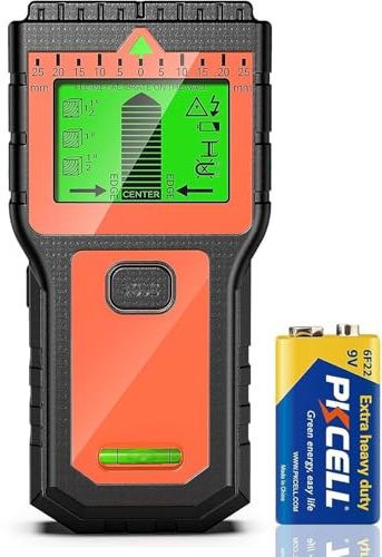 Detector cables y tuberias con pantalla LCD y alarma sonora – Escáner de pared multifunción para madera, metal y cables eléctricos (Naranja) (Naranja)