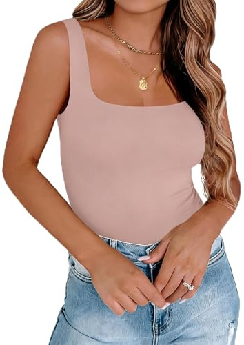 Zeagoo Canotte Donna Estive Basic Top Slim Fit Elasticizzato Canotta Rosa XS