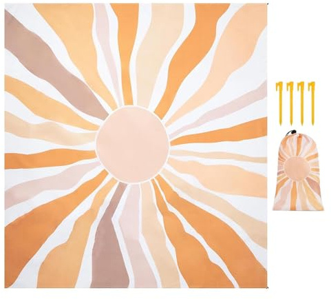 Coperta da spiaggia resistente alla sabbia, 213 x 198 cm, portatile, ad asciugatura rapida, con custodia, grande coperta da picnic, campeggio, vacanze estive, prato, giardino, cortile, , donne e