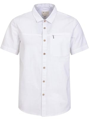 Mountain Warehouse Coconut Slub Texture Mens Shirt | Lightweight & 100% Cotton Top with Zipped Chest Pocket, Breathable Top with Mesh Lining, For Casual Wear, Holiday, Summer