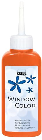 KREUL 42731 - Window Color orange 80 ml, Fenstermalfarbe auf Wasserbasis, mit strukturierter Oberfläche, für Glas, Spiegel, Fliesen und andere glatte Flächen