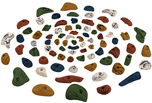 ALPIDEX 80 Klettergriffe | Kletterfläche 6-10 m² | Griffe Größen XL, L, M, S, XS | Klettersteine | Großes Starterset | Klettergriffset - Farbe:bunt