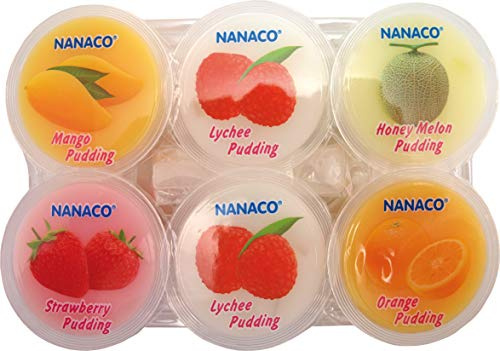 NANACO Pack de pudín de 5 sabores, lichi, mango, melón, fresas y naranja 1120 ml