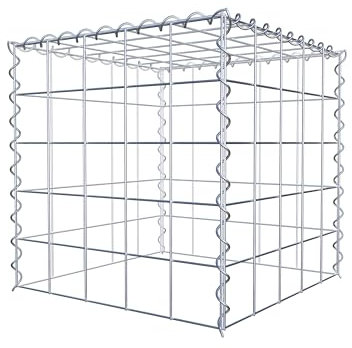 GABIONA Cesta de piedra de gavión rectangular, malla de 10 x 10 cm, profundidad de 50 cm, cesta de cultivo tipo 3, cierre de espiral, galvanizado (50 x 50 x 50 cm)