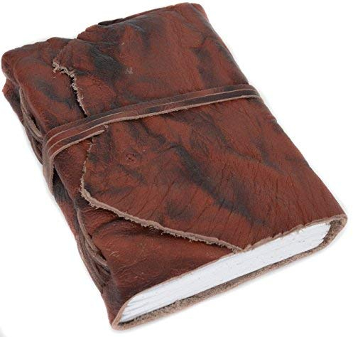 Gusti Notizbuch Leder - Elsie Notizheft Tagebuch Reisetagebuch Buch Poesiealbum handgeschöpftes Papier A6 Braun Leder