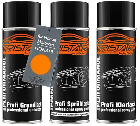 TRISTARcolor Vernice per moto Kit bombolette spray per Honda Motorrad HON315 Repsol Orange vernice di fondo vernice di base vernice trasparente bomboletta a spruzzo 400ml