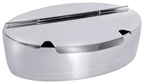 Zuccheriera, ovale, in acciaio inox 18/10, coperchio a cerniera con due Cucchiaino aperture, Grave qualittät/larghezza: 20,5 cm | ERK