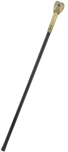 Smiffys Bastón para caminar vudú, Negro, con serpiente, 93cm/37in