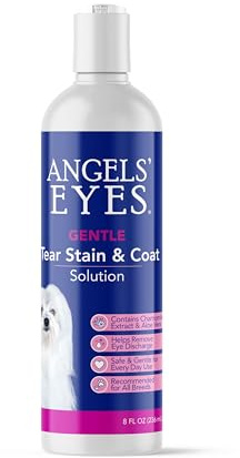 ANGELS' EYES Gentle Tear Stain Solution for Dogs and Cats | 8 oz Solution for Eye Area and Face | Remove Discharge, Dirt, Tear Stains, and Mucus
