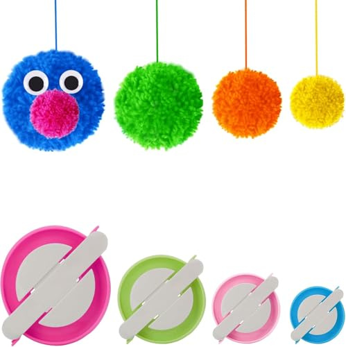 Pom Pom Maker 4 Taglie pompon Maker Fluff sfera Weaver ago fai da te in kit di attrezzi lavoro a maglia di lana per lavoro a maglia (4)
