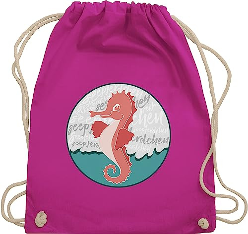 Turnbeutel Rucksack - Kinder Sport Kleidung - Seepferdchen Abzeichen - Unisize - Fuchsia - geschenk zum schwimmabzeichen kinderturnbeutel 25. geburtstag seepferd juterucksäcke bestandenen tasche
