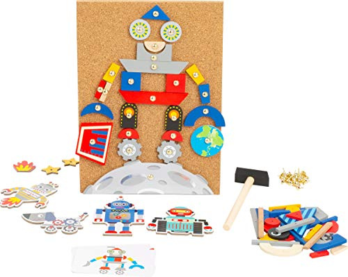 Small Foot 11572 Robots Hammering Game made of wood and cork, with robot and space motifs, for ages 6 years and up