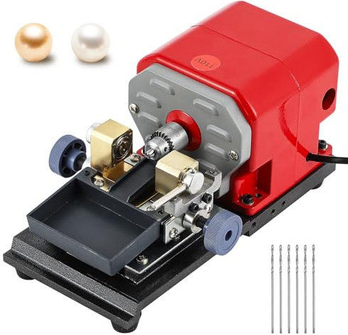 BAOSHISHAN 680W Pearl Drilling Machine Coral Driller Amber Holding Machine Bead Polishing Machine Full Set Speed Adjustable (with 6pcs tungsten steel needles)