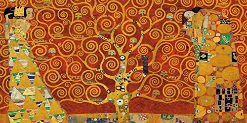 Immagine su TELA ROLLED Albero della Vita-Rosso Klimt Gustav - Stampa artistica orizzontale Figurativa Albero della Vita-Tela rossa fine art 24_X_49_in