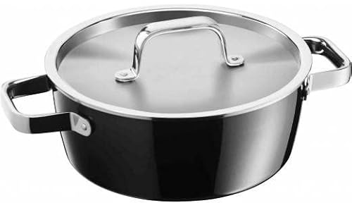 WMF Fusiontec Aromatic Kochtopf groß 22cm, Deckel mit Kondensationsnoppen, Bratentopf Induktion 3,1l, High-Tech Keramik, stapelbar, kratzfest, schwarz