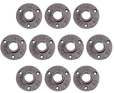 POPETPOP 10 Piezas Brida De Tubería Soportes De Estante para Estantes Brida De Piso Roscada Reborde De Piso Maleable Brida De 1/2 Pulgada Tubo De Hierro Accesorios De Tubería De Hierro