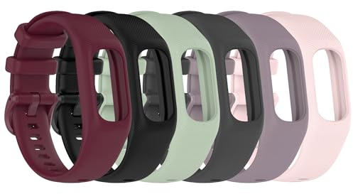 Chofit 6-Pack Straps Compatible with Garmin Vivosmart 5 Strap, Soft Silicone Sport Wristband Replacement Arm Band for Vivosmart 5 Fitness Tracker (Small, 6A)
