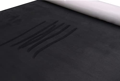 Panngu Lámina de autoadhesiva de color negro, tejido de microfibra prémium elástico, lámina de terciopelo imitación para interior de la cabina de coche, cajón, tapizar - (42cm x 150cm)