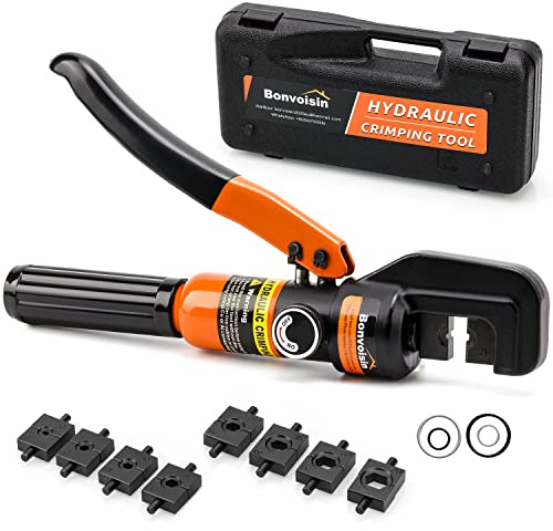 Bonvoisin Hydraulische Crimpzange mit 9 Formen Dicke 4-70 m㎡丨Dickem Chrom Isoliertem Griff Stahlgehäuse丨Geeignet für Kupfer/Aluminium-Klemmen Deutsche Bedienungsanleitung (4-70mm²)