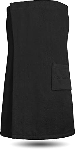 normani Damen Sauna Kilt Saunahandtuch aus 100% Bio-Baumwolle - extra groß ab Größe 44 Farbe Schwarz