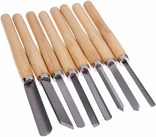 OITTo Ciseaux à Bois Ensemble de 8 burins de Tour, Outils de Tournage du Bois avec poignées en hêtre, Couteau à découper Le Bois Ensemble de Tour pour Les débutants