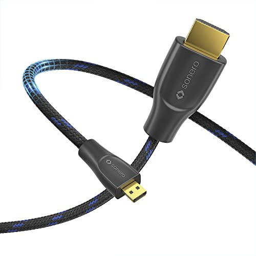 Sonero Premium High Speed micro HDMI auf HDMI Kabel 4K Baumwollmantel, 1m | Premium High Speed Kabel mit zweifacher Abschirmung und Baumwollmantel für störungsfreie Bild- und Tonübertragung