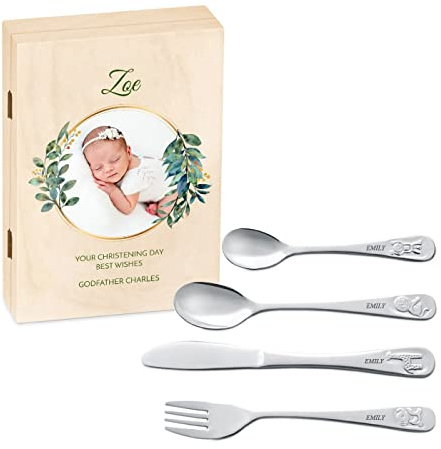 Maverton Kids Silverware in a Wooden Box – Personalised Animals, Idyllic