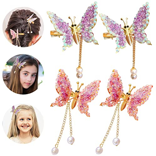 Schmetterling Haarklammer Haarspangen Haarnadeln Haarspange Mädchen, 4 Pack | Niedliche Haarschmuck, Schmetterling schlägt mit den Flügeln