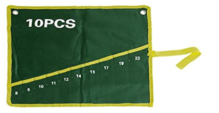 Roll Up Werkzeugtasche Schraubenschlüssel Tasche Reisetasche mit mehreren Taschen Roll Up Tools Aufbewahrungstasche Spanner Zangenschlüsselhalter für Schraubenschlüssel Grün 10 Taschen