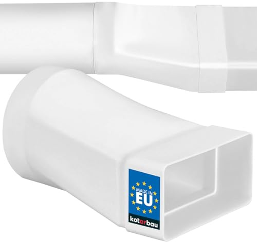 KOTARBAU® Rohrverbinder 120x60 mm, Übergangsstück für Rundrohr & Flachkanal | Verbindungsstück für Lüftungsrohr ⌀ 100 mm & Flachkanal 120x60 mm, Kunststoff Adapter für Lüftungssysteme, Weiß