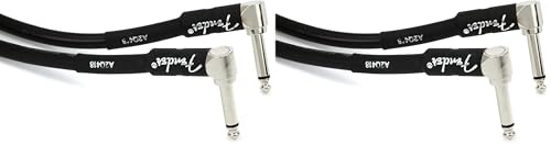 Fender 990820057 Professional Series Instrument Cable – 1 ft – ANG/ANG – Black (Pack of 2)