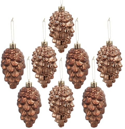 ABOOFAN 8 Pcs Christmas Pinecone Ornament Fall Hanging Pine Cone Ornament Shatterproof Pinecone Ball for Xmas Tree Fall Thanksgiving Day Decoration