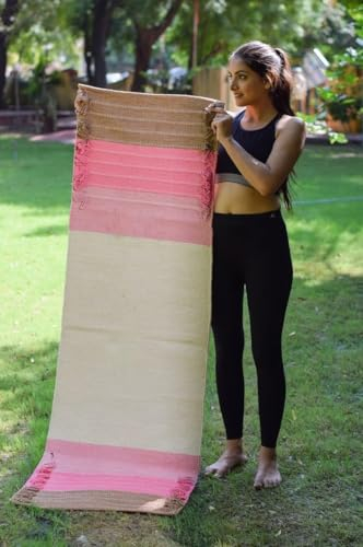 Export Profile Yogamatte aus 100 % Bio-Baumwolle, umweltfreundlich, handgewebt, rutschfest und dick, für den täglichen Gebrauch zu Hause, bequem, extra lang, mehrfarbig, 12 (61 x 72 x 16 mm)