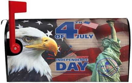 Famliihw 4th of July American Flag Mailbox Cover, Magnetic, Standard Size, 21 x 18, Garden Decor