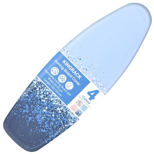 KINGRACK Bügelbrettbezug mit extra dicker 7 mm Polsterung, 100 % Baumwolle, einfache Passform, zum Schutz des Bügelbretts, Größe bis 134 x 45 cm, Dunkelblau