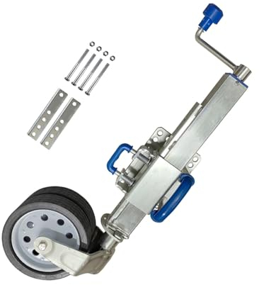QICBYING Stützrad Robustes Stützrad aus verzinktem Stahl - Klappbare Stützradhalterung, Schwenkbarer Anhängerheber, 32cm Doppelrad-Universal-Anhänger Führungsrad, Tragfähigkeit 760kg/für Wohnmobile