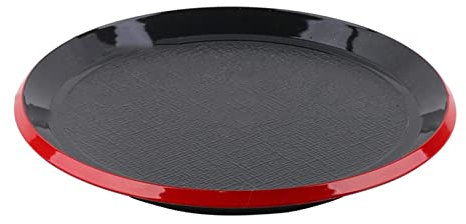 LEVINE Pflanzentropfschale, Blumentopf-Untersetzer, Blumentopf-Tablett, Kunststoff, schwarz, rund, Keramik, Blumentopf, Wasserschale, Holzimitat-Basis, Blumentopf-Tablett (Größe: A986–32 cm)