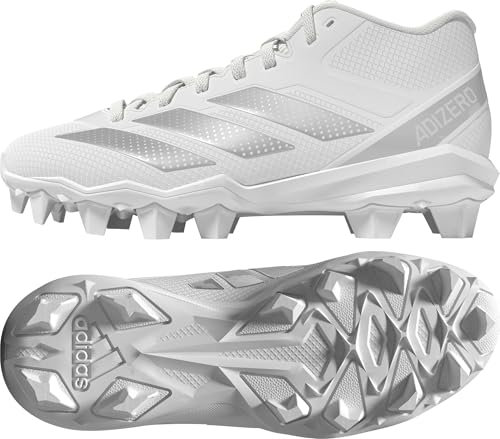 adidas Adizero Impact.2 Amerikansk fotboll sneakers gjutna för barn unisex, Vit silver metallisk vit, 3.5 US Little Kid