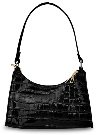 WisePoint Borsa Tracolla Donna, Borsa a Spalla in Pelle PU Borsetta Mezzaluna per le Donne e le Ragazze, Borse a Tracolla Donna con Cerniera per il Lavoro, Shopping, Viaggi (Nero)