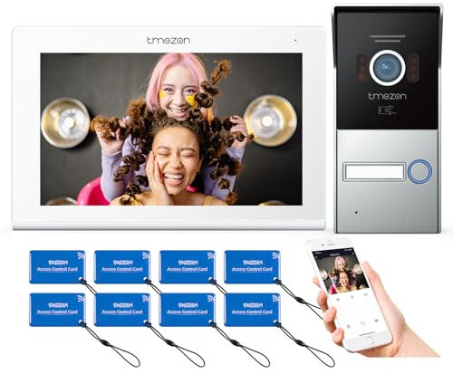 TMEZON Videocitofono WiFi Monofamiliare 1080P, 7’’ Monitor Touchscreen con Video doorbell Esterno Cablata Telecamera Visione Notturna,APP/Carta RFID Unlock,Connesso su smartphone
