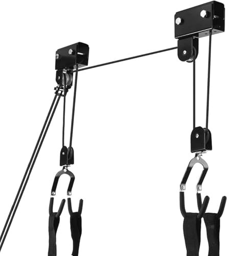 LINGVUM Kayak Hoist Lift, Garage Mount Storage Hoist for Kayak, Canoe, Bike, Ladder, Paddleboard, Black