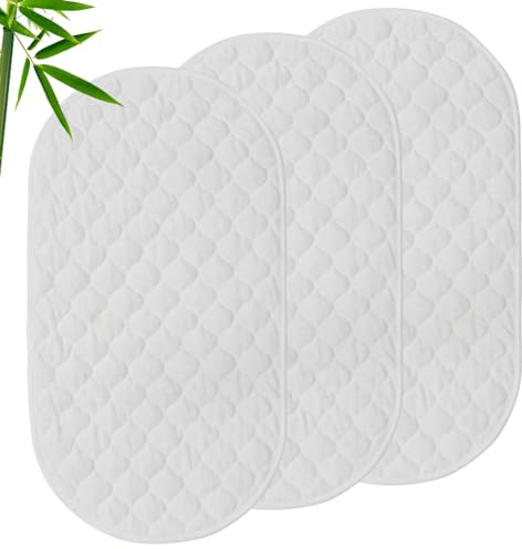 Wickelunterlage, Baumwolle,wasserdicht,waschbar,wiederverwendbar | atmungsaktiv Urinalunterlage, Wickeltischabdeckung für Zuhause, Reisen, 66 x 35,6 cm, 3 Stück