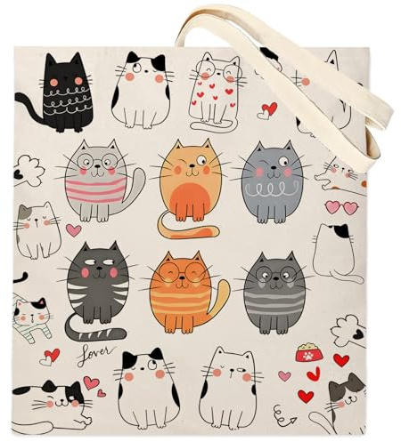 DOOX Cute Tote Bag, Cat Gifts for Women, Cat Lover Gifts Reusable Shopping Bag Gift Bag Birthday Christmas for Women