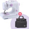 Crafts&Co® Nähmaschine & Tasche Combideal | Mini-Nähmaschine für Anfänger mit 12 Stichen | Nähmaschinentasche mit Staufächern