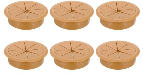 sourcing map 6 Pcs Desk Grommet, 3.15 inch 80mm Desk Cable Hole Cover, Desk Wire Hole Insert for Home Office Table Cabinet Cord Organizer, Brown
