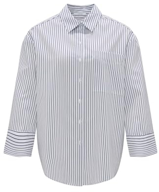 OPUS Damen Langarmbluse | Streifenbluse FRILA Oversize aus nachhaltigem Tencel Mix Coal Blue, 44